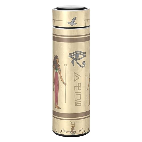 KAAVIYO Ägyptische Hieroglyphen Kunst Wasserflasche Wasserkanne Edelstahl Isolierte Isolierflasche Auslaufsicher von KAAVIYO