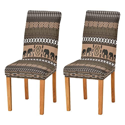 KAAVIYO Afrika Klassischer Elefant Cover Stretch Esszimmerstuhl Schonbezug Cover Protector für Küche Restaurant Dekor 2 Stück von KAAVIYO