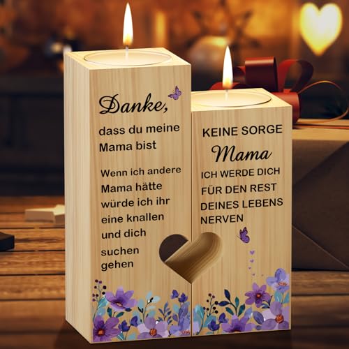 KAAYEE Kerzenständer Geschenke für Mama, Herzförmige Kerze für Mama Geschenke zum Muttertag Weihnachten, Muttertagsgeschenk Geburtstagsgeschenk für Mutter von Tochter Sohn von KAAYEE