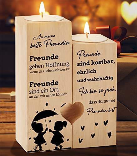 Kerzenständer Freundin Geschenke, KAAYEE Herzförmiger Kerzenhalter Beste Freundin Geschenke, Geburtstagsgeschenk Weihnachten für Freundinnen Frauen Geschenke (Freundin-3) von KAAYEE