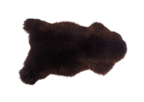 KABAJA Lammfell Echt - Teppich Flauschig - Natürliche Schaffell Braun 120-130 cm - Deko Wohnzimmer Fell Decken - Weich Schaffelldecke - Schlafzimmer Lammfelle - Naturfell von KABAJA