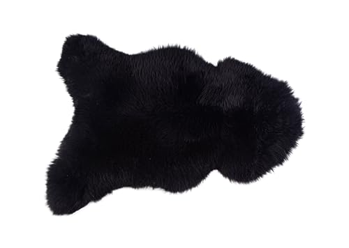 KABAJA Lammfell Echt - Teppich Flauschig - Natürliche Schaffell Schwarz 100-110 cm - Deko Wohnzimmer Fell Decken - Weich Schaffelldecke - Schlafzimmer Lammfelle - Naturfell von KABAJA