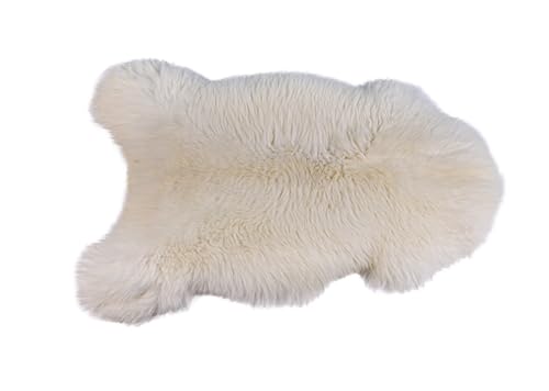 KABAJA Lammfell Echt - Teppich Flauschig - Natürliche Schaffell Weiß 100-110 cm - Deko Wohnzimmer Fell Decken - Weich Schaffelldecke - Schlafzimmer Lammfelle - Naturfell von KABAJA