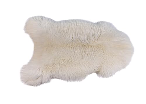 KABAJA Lammfell Echt - Teppich Flauschig - Natürliche Schaffell Weiß 90-100 cm - Deko Wohnzimmer Fell Decken - Weich Schaffelldecke - Schlafzimmer Lammfelle - Naturfell von KABAJA