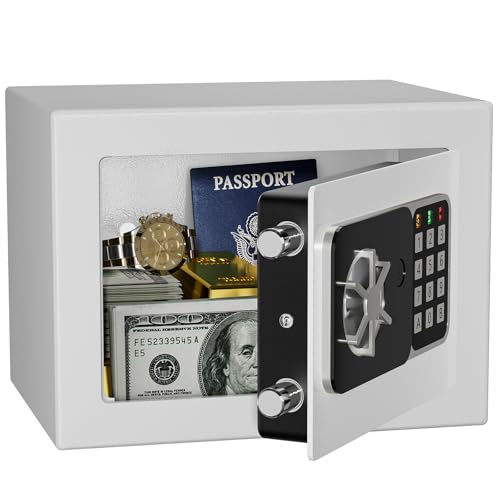 KABISAFE Digitaler Safe 6,8 l, kleiner Tresor für Zuhause, elektronische Sicherheitskassette, Wandtresor fürs Homeoffice mit 2 Schlüsseln, Mini-Safe 23 x 17 x 17 cm, Weiß von KABISAFE