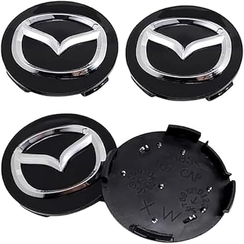 KABUTM 4 Stück Nabendeckel für Mazda 55mm, Auto-Nabenkappen Dekorative Felgenkappen Sonnenschutz Wasserdicht Staubdicht Nabendeckel Felgendeckel von KABUTM