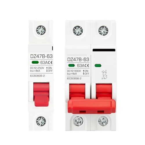 1/2P DC MCB 12V 24V 48V 500V Circuit Breaker Batterie Auto Protector DZ47 Positive Negative Pol Rotection Schützen Schalter Isolator(2P,80A) von KACGHRDN