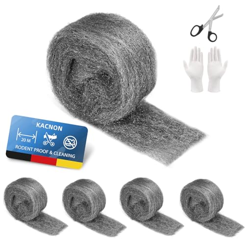 KACNON 1# Stahlwolle, 5 Rollen 20m stahlwolle gegen mäuse, mit Handschuhe und Schere, Edelstahlwolle Fein Gegen Nagetiere Stahlwolle, für Löcher und Wand Risse, Haus, Garage und Garten KACNON 1# Stahlwolle, 5 Rollen 20m stahlwolle gegen mäuse, mit Handschuhe und Schere, Edelstahlwolle Fein Gegen Nagetiere Stahlwolle, für Löcher und Wand Risse, Haus, Garage und Garten von KACNON