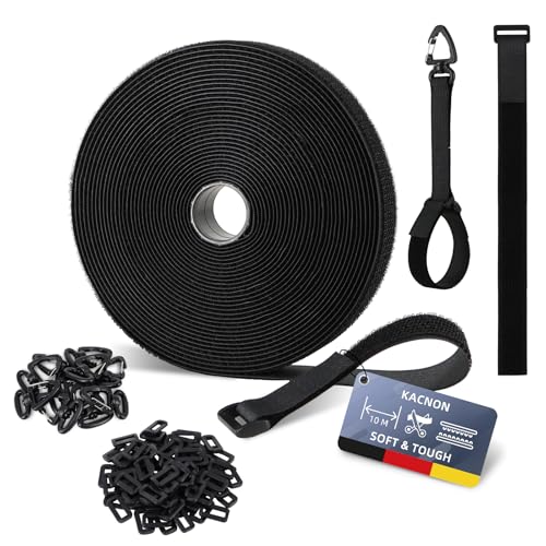 KACNON 10m x 2cm Klettband, Wiederverwendbar Klett Kabelbinder mit 50 Metallschnalle und 10 Dreiecksschnalle, Frei Zuschneidbar/Wiederverschließba, für Kabelmanagement,Gartenarbeit,Werkstätten,Schwarz KACNON 10m x 2cm Klettband, Wiederverwendbar Klett Kabelbinder mit 50 Metallschnalle und 10 Dreiecksschnalle, Frei Zuschneidbar/Wiederverschließba, für Kabelmanagement,Gartenarbeit,Werkstätten,Schwarz von KACNON