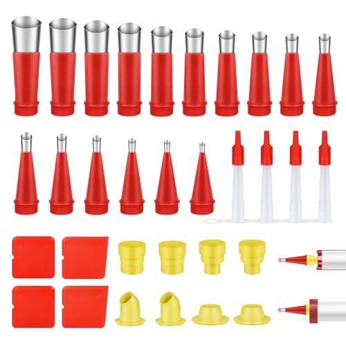 KACNON Edelstahl Dichtungsdüse, 32 Stück Universal Integrierte Gummidüse Werkzeug Kit, für Badezimmer, Fenster von KACNON