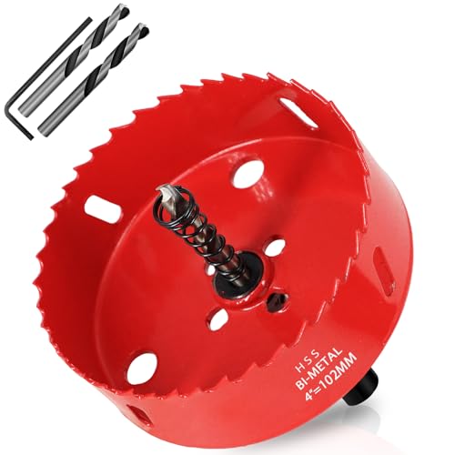 KACNON Lochsäge 102mm, Universal Schnellarbeitsstahl HSS M42 Bi-Metall Lochsägen mit Sechskant-Schaft und Bohrer, Komplette Größen, für Holz, Kunststoff, Gipskarton, Blech, Rot KACNON Lochsäge 102mm, Universal Schnellarbeitsstahl HSS M42 Bi-Metall Lochsägen mit Sechskant-Schaft und Bohrer, Komplette Größen, für Holz, Kunststoff, Gipskarton, Blech, Rot von KACNON