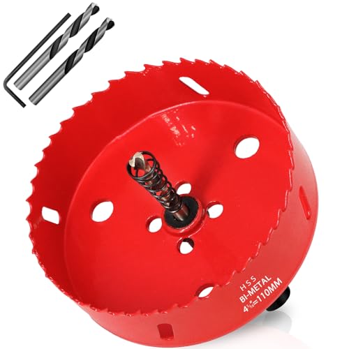 KACNON Lochsäge 110mm, Universal Schnellarbeitsstahl HSS M42 Bi-Metall Lochsägen mit Sechskant-Schaft und Bohrer, Komplette Größen, für Holz, Kunststoff, Gipskarton, Blech, Rot KACNON Lochsäge 110mm, Universal Schnellarbeitsstahl HSS M42 Bi-Metall Lochsägen mit Sechskant-Schaft und Bohrer, Komplette Größen, für Holz, Kunststoff, Gipskarton, Blech, Rot von KACNON