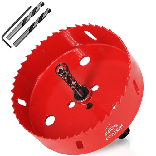 KACNON Lochsäge 115mm, Universal Schnellarbeitsstahl HSS M42 Bi-Metall Lochsägen mit Sechskant-Schaft und Bohrer, Komplette Größen, für Holz, Kunststoff, Gipskarton, Blech, Rot KACNON Lochsäge 115mm, Universal Schnellarbeitsstahl HSS M42 Bi-Metall Lochsägen mit Sechskant-Schaft und Bohrer, Komplette Größen, für Holz, Kunststoff, Gipskarton, Blech, Rot von KACNON