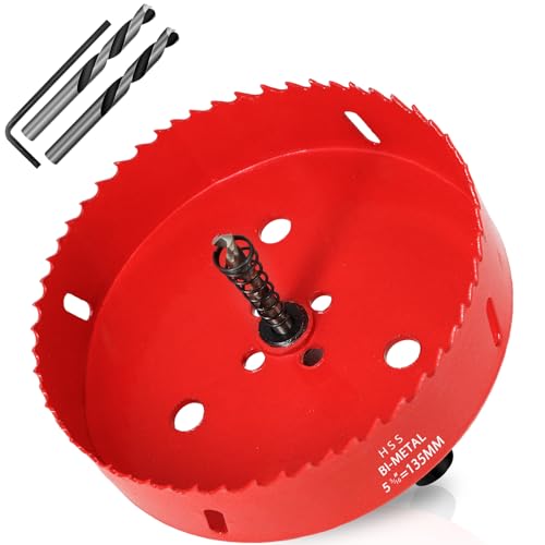 KACNON Lochsäge 135mm, Universal Schnellarbeitsstahl HSS M42 Bi-Metall Lochsägen mit Sechskant-Schaft und Bohrer, Komplette Größen, für Holz, Kunststoff, Gipskarton, Blech, Rot KACNON Lochsäge 135mm, Universal Schnellarbeitsstahl HSS M42 Bi-Metall Lochsägen mit Sechskant-Schaft und Bohrer, Komplette Größen, für Holz, Kunststoff, Gipskarton, Blech, Rot von KACNON