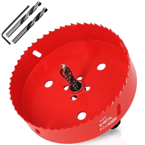 KACNON Lochsäge 145mm, Universal Schnellarbeitsstahl HSS M42 Bi-Metall Lochsägen mit Sechskant-Schaft und Bohrer, Komplette Größen, für Holz, Kunststoff, Gipskarton, Blech, Rot KACNON Lochsäge 145mm, Universal Schnellarbeitsstahl HSS M42 Bi-Metall Lochsägen mit Sechskant-Schaft und Bohrer, Komplette Größen, für Holz, Kunststoff, Gipskarton, Blech, Rot von KACNON