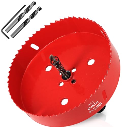 KACNON Lochsäge 152mm, Universal Schnellarbeitsstahl HSS M42 Bi-Metall Lochsägen mit Sechskant-Schaft und Bohrer, Komplette Größen, für Holz, Kunststoff, Gipskarton, Blech, Rot KACNON Lochsäge 152mm, Universal Schnellarbeitsstahl HSS M42 Bi-Metall Lochsägen mit Sechskant-Schaft und Bohrer, Komplette Größen, für Holz, Kunststoff, Gipskarton, Blech, Rot von KACNON