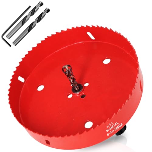 KACNON Lochsäge 175mm, Universal Schnellarbeitsstahl HSS M42 Bi-Metall Lochsägen mit Sechskant-Schaft und Bohrer, Komplette Größen, für Holz, Kunststoff, Gipskarton, Blech, Rot KACNON Lochsäge 175mm, Universal Schnellarbeitsstahl HSS M42 Bi-Metall Lochsägen mit Sechskant-Schaft und Bohrer, Komplette Größen, für Holz, Kunststoff, Gipskarton, Blech, Rot von KACNON