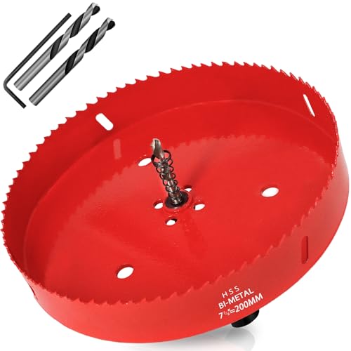KACNON Lochsäge 200mm, Universal Schnellarbeitsstahl HSS M42 Bi-Metall Lochsägen mit Sechskant-Schaft und Bohrer, Komplette Größen, für Holz, Kunststoff, Gipskarton, Blech, Rot KACNON Lochsäge 200mm, Universal Schnellarbeitsstahl HSS M42 Bi-Metall Lochsägen mit Sechskant-Schaft und Bohrer, Komplette Größen, für Holz, Kunststoff, Gipskarton, Blech, Rot von KACNON