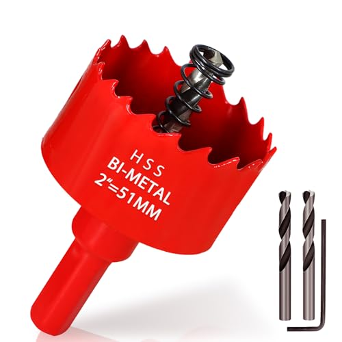 KACNON Lochsäge 51mm, Universal Schnellarbeitsstahl HSS M42 Bi-Metall Lochsägen mit Sechskant-Schaft und Bohrer, Komplette Größen, für Holz, Kunststoff, Gipskarton, Blech, Rot KACNON Lochsäge 51mm, Universal Schnellarbeitsstahl HSS M42 Bi-Metall Lochsägen mit Sechskant-Schaft und Bohrer, Komplette Größen, für Holz, Kunststoff, Gipskarton, Blech, Rot von KACNON