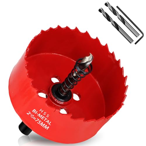 KACNON Lochsäge 75mm, Universal Schnellarbeitsstahl HSS M42 Bi-Metall Lochsägen mit Sechskant-Schaft und Bohrer, Komplette Größen, für Holz, Kunststoff, Gipskarton, Blech, Rot KACNON Lochsäge 75mm, Universal Schnellarbeitsstahl HSS M42 Bi-Metall Lochsägen mit Sechskant-Schaft und Bohrer, Komplette Größen, für Holz, Kunststoff, Gipskarton, Blech, Rot von KACNON