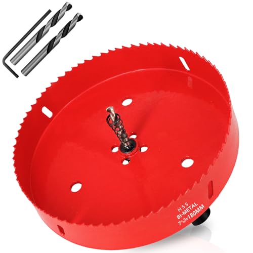 KACNON Lochsäge180mm, Universal Schnellarbeitsstahl HSS M42 Bi-Metall Lochsägen mit Sechskant-Schaft und Bohrer, Komplette Größen, für Holz, Kunststoff, Gipskarton, Blech, Rot KACNON Lochsäge180mm, Universal Schnellarbeitsstahl HSS M42 Bi-Metall Lochsägen mit Sechskant-Schaft und Bohrer, Komplette Größen, für Holz, Kunststoff, Gipskarton, Blech, Rot von KACNON