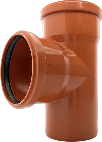 KG T-Stück DN 110/87° PVC-U Verbinder DN110 / 90 | mit Dichtung | für externe Entwässerungssysteme | Gummidichtung | Abwasser Installation | Kanalrohrsystem Abwasserrohr | Kanalrohr von KACZMAREK