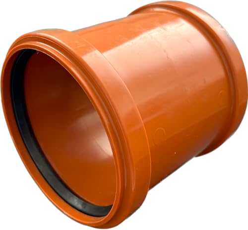 Muffe KG-rohr DN 110 PVC-U SN8 | Überschiebmuffe mit Dichtung | für externe Entwässerungssysteme | 2 Gummidichtungen | Abwasser Installation | Kanalrohrsystem Abwasserrohr von KACZMAREK