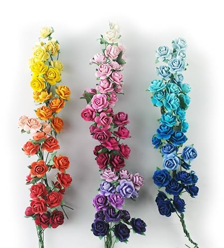 KADADSA 35 Farben mit 100 Stück winzigen künstlichen Rosen, verschiedene Farbtöne, 35 Farben, Maulbeerpapierblumen, 15–18 mm, Blumen, Hochzeit, Scrapbooking von KADADSA