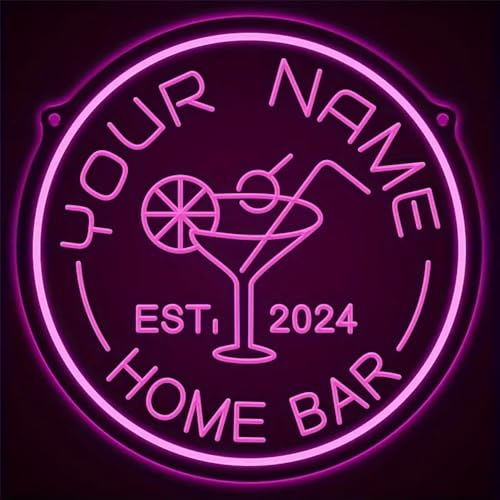 Benutzerdefiniertes Cocktail-LED-Neonschild, personalisierte Neonlichter mit dem Namen der Hausbar und einstellbarer Helligkeit, individuelle Cocktail-Bier-Leuchtschilder für Bars, Pubs, Nachtmärkte von KADAFAGO