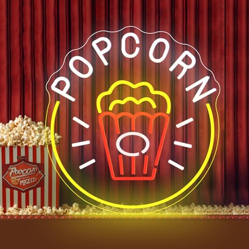 Popcorn Neonschild Popcorn LED Neonlicht Snackbar Lebensmittelgeschäft Wanddekor Kunst LED Kino Lebensmittellicht Dimmbares Popcorn Neonlogo Für Küche Filmzimmer Zuhause von KADAFAGO