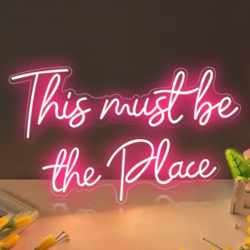 „This must be the Place“-Neonschild, LED-Lichtschild, USB-betrieben, Arbeitsleuchte, Kunst-Wanddekoration für Zuhause, Schlafzimmer, Bar, Büro, personalisierte Geschenke (Rosa) von KADAFAGO