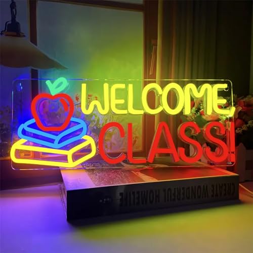 Welcome Class Neonlicht Willkommen Klasse LED Wand Neonbeleuchtung für Klassenzimmer Wandbehang Neonlicht, Eröffnungssaison Thema Party Requisiten Neonschild von KADAFAGO