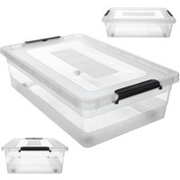 Aufbewahrungsbox mit Deckel, Spielzeugkiste, robuster Kunststoffbehälter mit Klickverschluss, - Kadax von KADAX