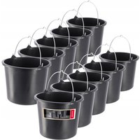 Kadax - Baueimer aus Kunststoff, 5l, Mörteleimer für Garten, schwarz, 10 Stück von KADAX
