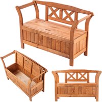 Gartenbank Holz Park mit Rückenlehne 119cm Terrasse mit Buchsbaum Eiche - Kadax von KADAX