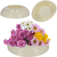 Ikebana aus Kunststoff, Blumentopf, Blumenschale, rund, 12 cm, Creme - Kadax von KADAX