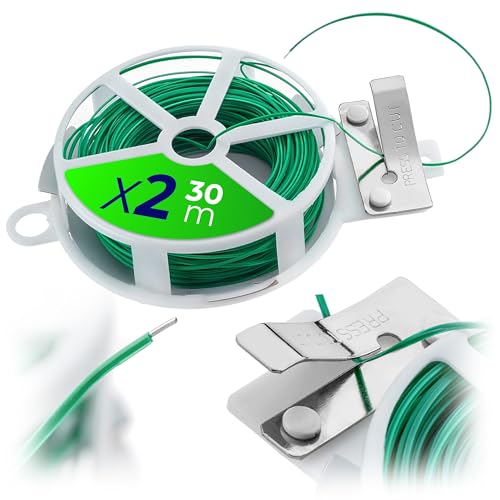 KADAX 2 x Gartendraht mit integriertem Schneider, 30 Meter, grüner Bindedraht auf Spule, Pflanzendraht zum Befestigen von Pflanzen im Garten, Blumendraht, Draht KADAX 2 x Gartendraht mit integriertem Schneider, 30 Meter, grüner Bindedraht auf Spule, Pflanzendraht zum Befestigen von Pflanzen im Garten, Blumendraht, Draht von KADAX