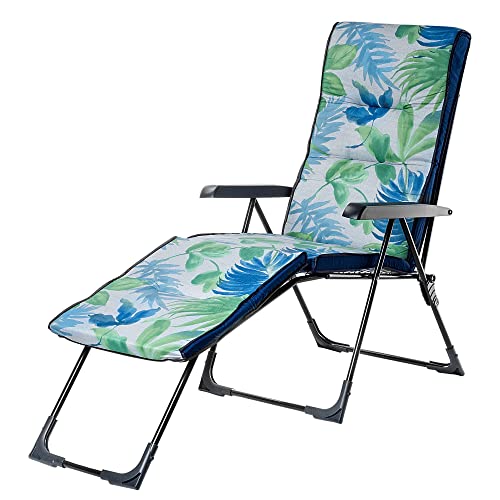 KADAX 2in1 Gartenliege, Stahl Liegestuhl mit Kissen, Klappbare Sonnenliege mit Traglast bis 110kg, Gartenstuhl mit Verstellbarer Fußstütze, Gartensessel (Hellblau) von KADAX