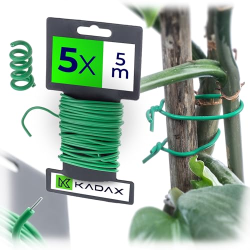 KADAX 5 x Gartendraht 3mm x 5m, grüner Bindedraht zum Befestigen von Pflanzen, Pflanzendraht gummiert, wetterfester Draht für Garten, Blumendraht ummantelt KADAX 5 x Gartendraht 3mm x 5m, grüner Bindedraht zum Befestigen von Pflanzen, Pflanzendraht gummiert, wetterfester Draht für Garten, Blumendraht ummantelt von KADAX