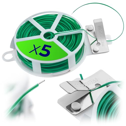 KADAX 5 x Gartendraht mit integriertem Schneider, 50 Meter, grüner Bindedraht auf Spule, Pflanzendraht zum Befestigen von Pflanzen im Garten, Blumendraht, Draht KADAX 5 x Gartendraht mit integriertem Schneider, 50 Meter, grüner Bindedraht auf Spule, Pflanzendraht zum Befestigen von Pflanzen im Garten, Blumendraht, Draht von KADAX