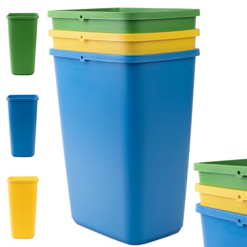KADAX Abfalleimerset für Abfalltrennung, Mülleimer aus robustem Kunststoff, Abfallbehälter, Müllsortierer für Sammeln von Glas Plastik und Papier (3x12L) von KADAX