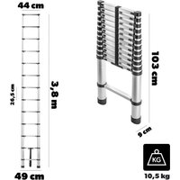 KADAX Alu-Teleskopleiter HOME 3,8m 13 Sprossen von KADAX