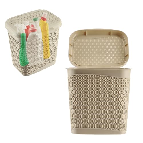 KADAX Aufbewahrungsbehälter für Waschmittel, Waschmittelbehälter mit Deckel, Aufbewahrungseimer für Reinigungsmittel, Waschpulver Plastik Behälter (Beige) von KADAX