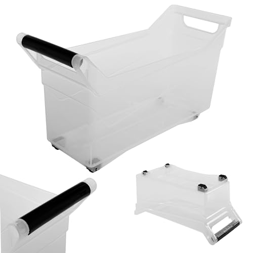 KADAX Aufbewahrungsbox, Aufbewahrungsbehälter mit Rädern, Kunststoffbehälter mit Griffen, Behälter aus Plastik, Transparente Aufbewahrungskiste (17 L) von KADAX