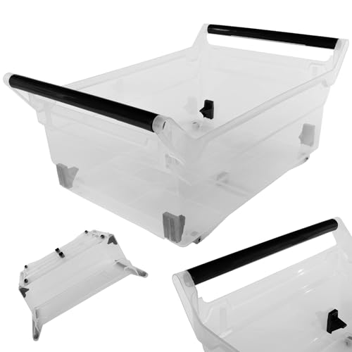 KADAX Aufbewahrungsbox, Aufbewahrungsbehälter mit Rädern, Kunststoffbehälter mit Griffen, Behälter aus Plastik, Transparente Aufbewahrungskiste (30 L) von KADAX