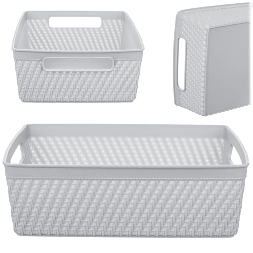 KADAX Aufbewahrungsbox 24 x 17.5 x 7.5 cm, Aufbewahrungskorb aus Kunststoff, Korb für Aufbewahrung, Aufbewahrungsbehälter in modernem Design (Hellgrau) von KADAX