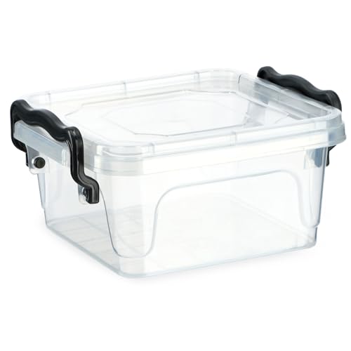 KADAX Aufbewahrungsbox mit Deckel, Robuster Plastikbehälter aus Kunststoff, Lunchbox, Transparente Frischhaltedose, Vesperdose mit Klickverschluss (0,35L) von KADAX