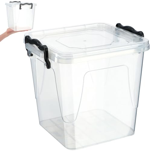 KADAX Aufbewahrungsbox mit Deckel, Robuster Plastikbehälter aus Kunststoff, Lunchbox, Transparente Frischhaltedose, Vesperdose mit Klickverschluss (3,7L) von KADAX