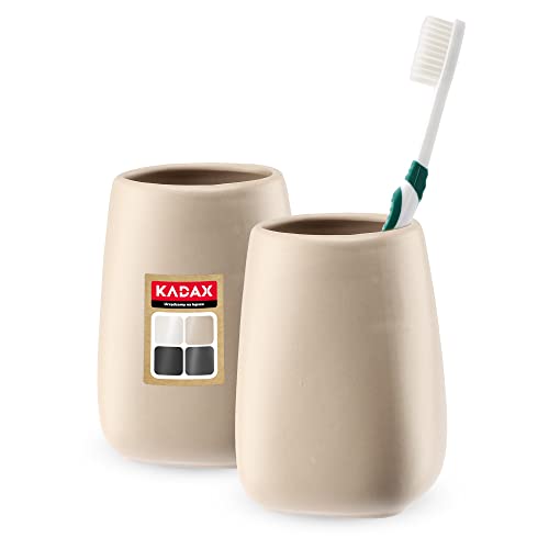 KADAX Badezimmerbecher, Zahnputzbecher aus Keramik, Badezimmer Cup, Zahnbürstenhalter, Wasser Cup, mattiert (Beige 2 Stück) von KADAX