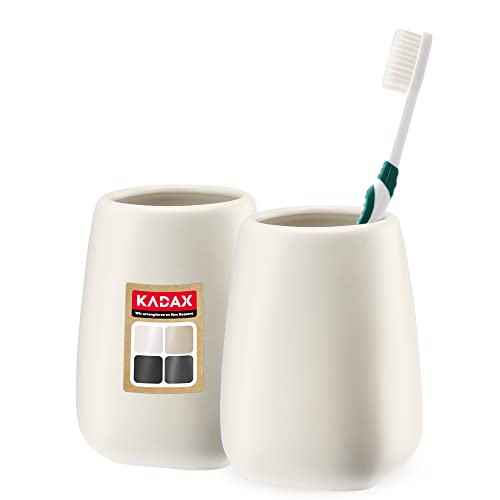 KADAX Badezimmerbecher, Zahnputzbecher aus Keramik, Badezimmer Cup, Zahnbürstenhalter, Wasser Cup, mattiert (Creme 2 Stück) von KADAX